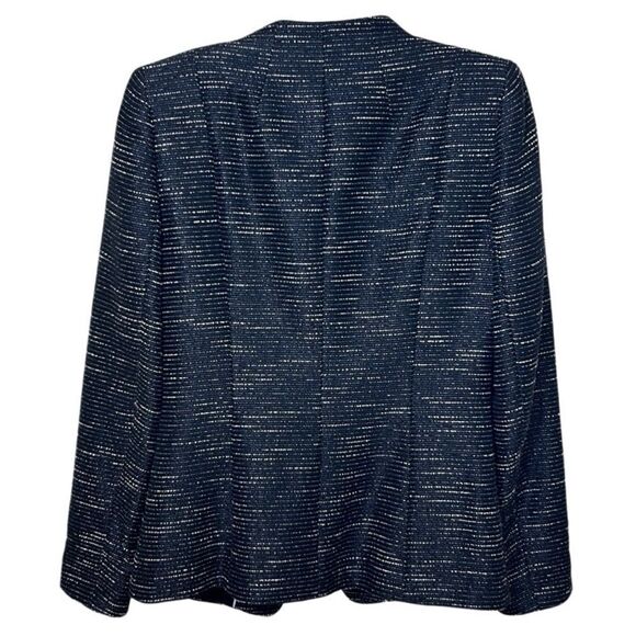 Lafayette 148 - Women’s Tweed Blazer, Silk Blend, Asymmetric, Black/White Size 4 - Picture 9 of 17